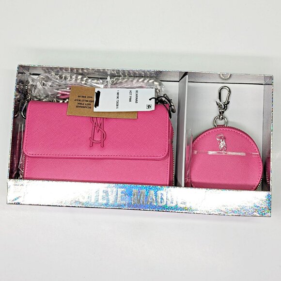 Steve Madden Boxed Carina Crossbody Wallet Set in Hot Pink (MSRP $98) - Picture 1 of 6